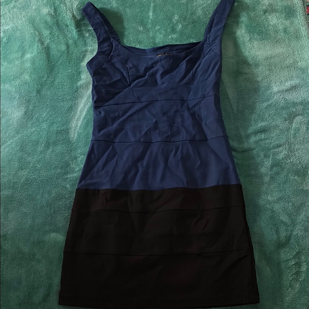 Chic Blue and Black Mini Dress